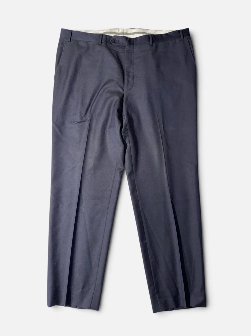 Canali mens 38x30 navy blue solid 100% wool dress pants EUC